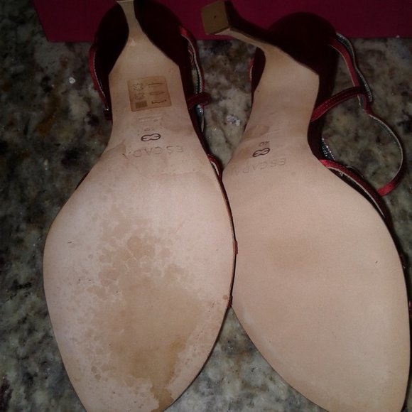 Escada Satin Red Ankle Sandals - Picture 6 of 6